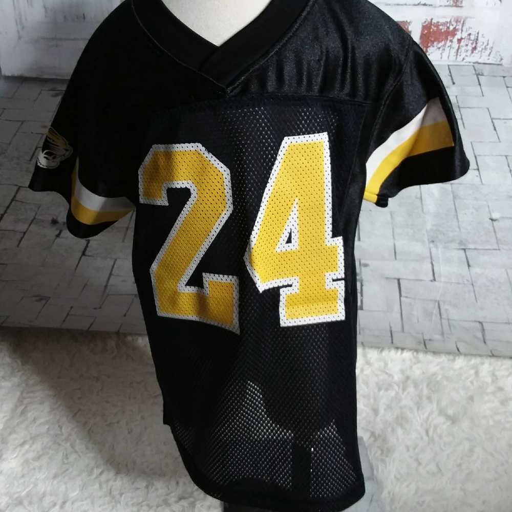 Pro Edge Kids Black and Yellow #24 Football Jersey